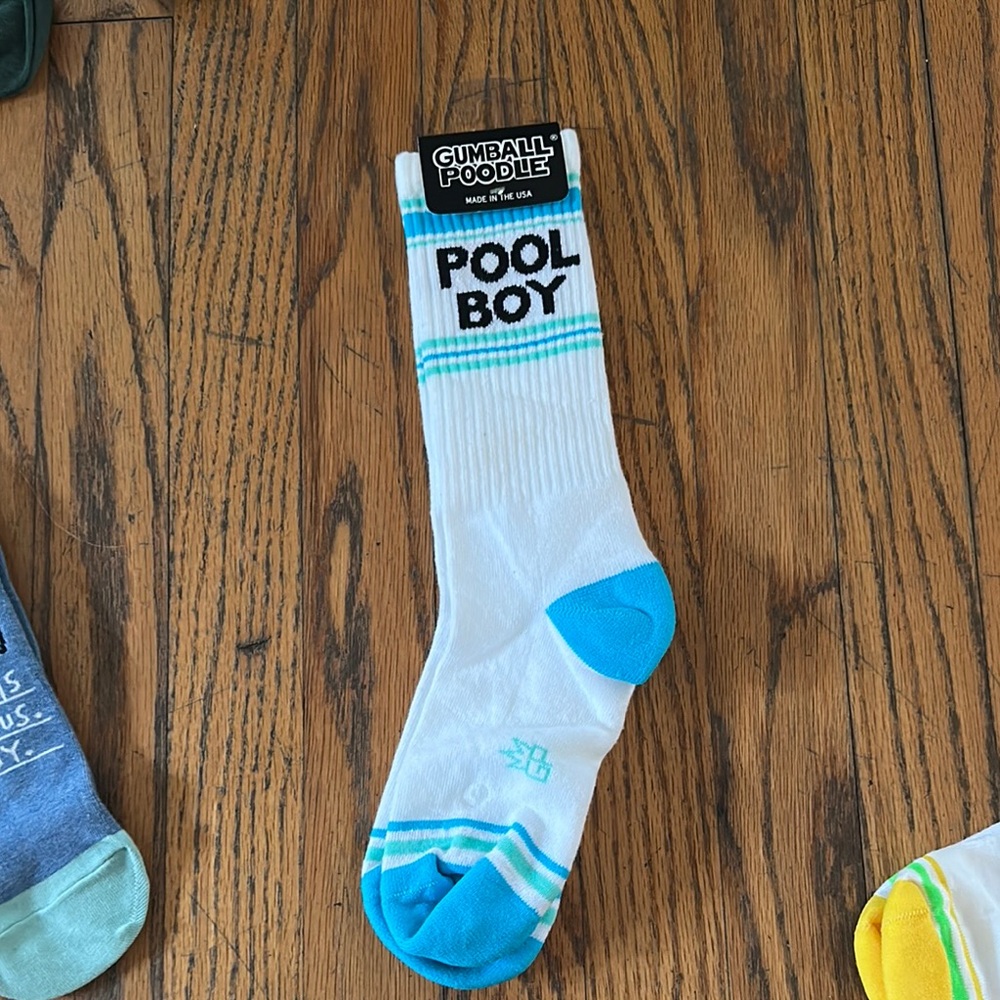 White and Blue 'Pool Boy' Socks